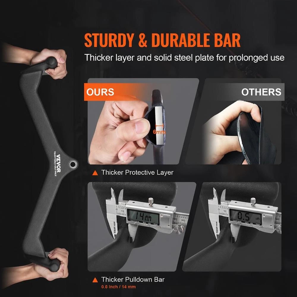 Lat Pulldown Attachment, Rowing V-bar Attachment For Cable Machine, Triceps Pull-up Bar, Rubber-coated Grip For Back Strength Training, Biceps Curl Triceps Lat Pulldown Bar, 550 Kg Load Capacity, Black