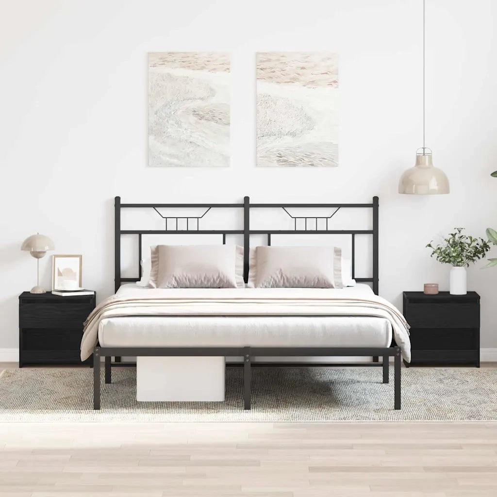 Set di 2 Comodini | Armadio da Notte | Mobiletto da notte Rovere Nero 40 x 30 x 39 cm