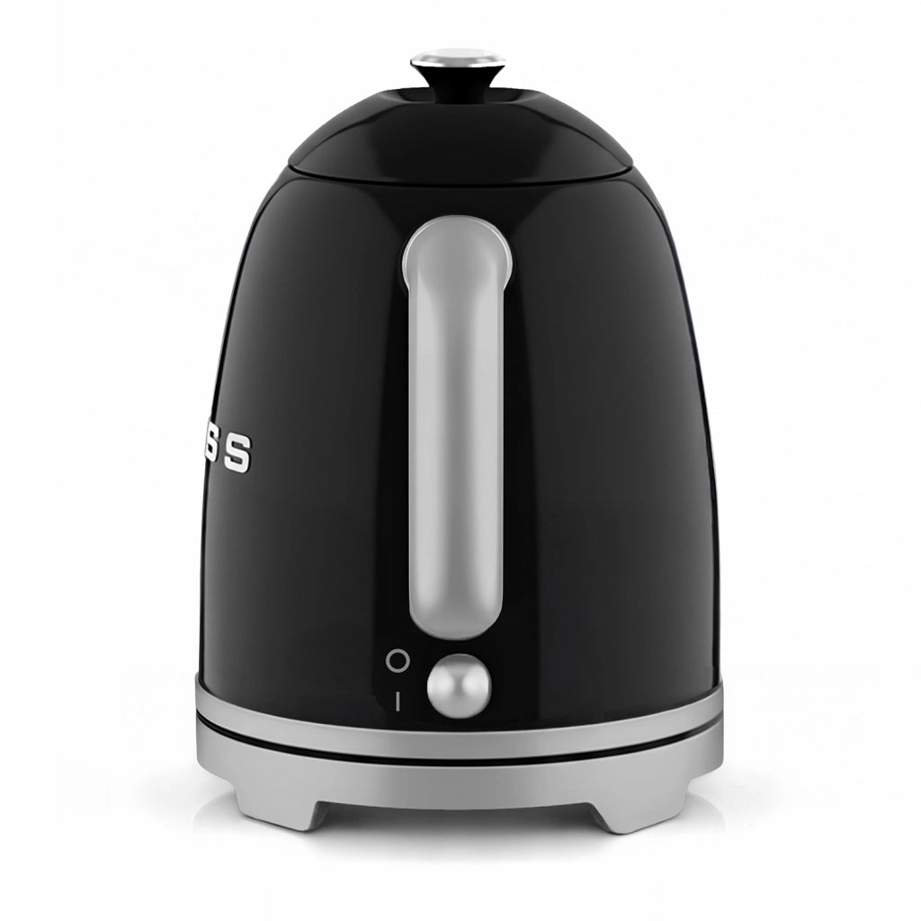 Bollitore elettrico vintage KTS7, 1 L, acciaio inox, 1000 W,Base girevole a 360°, Nero