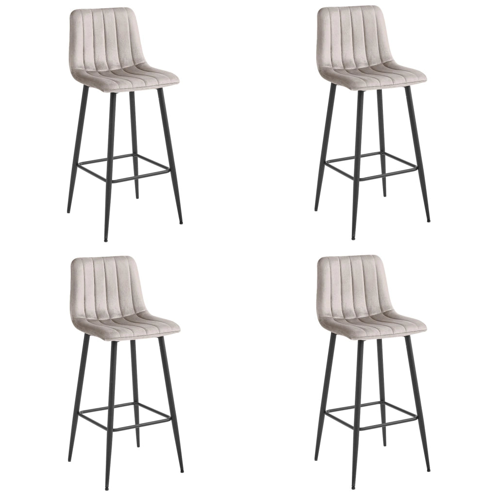 Sgabello da bar VALORA POZZA - Velluto beige scuro con gambe nere x 4