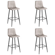 Sgabello da bar VALORA POZZA - Velluto beige scuro con gambe nere x 4