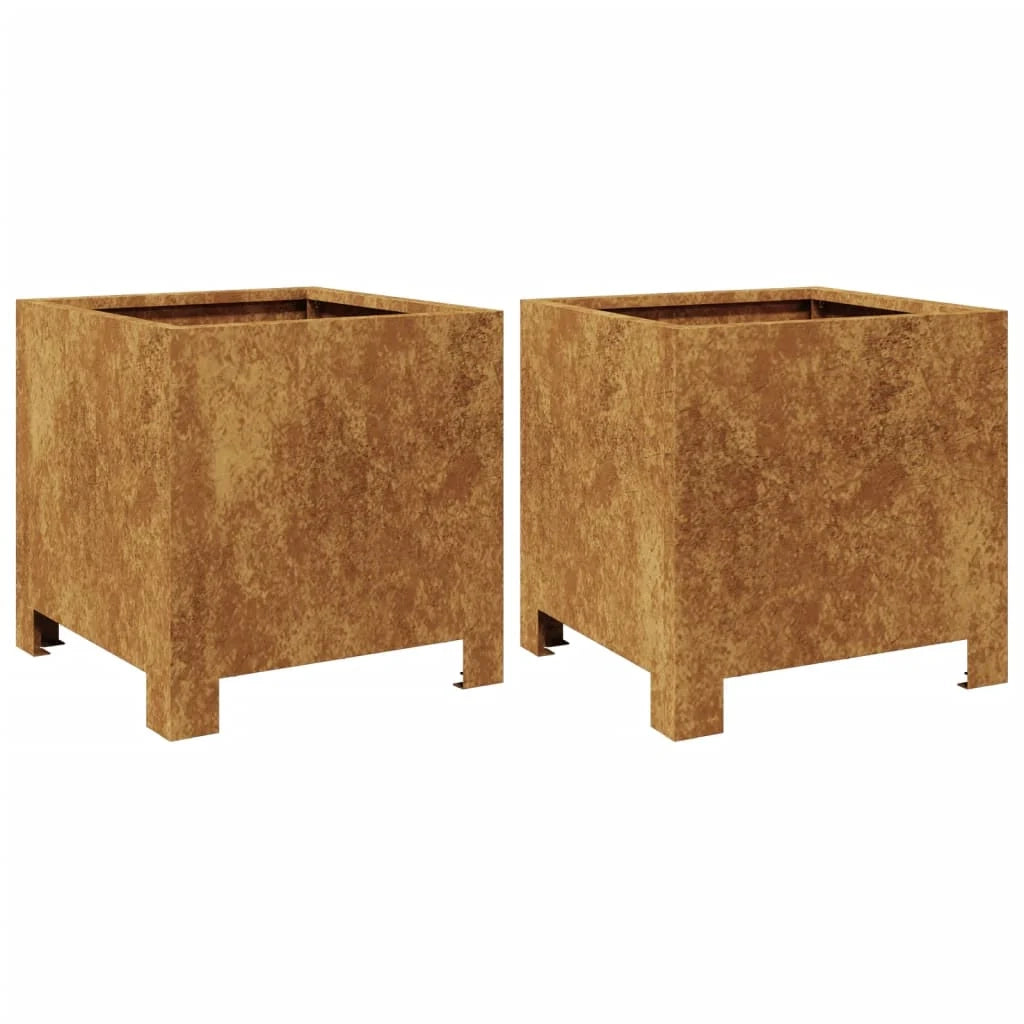 Fioriera rialzata per piante fiori giardino terrazze set da 2 30 x 30 x 30 cm acciaio corten marrone 02_0038918