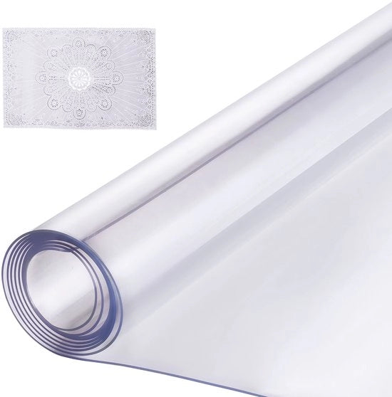 Tappeto di protezione per tavolo - Copertura per tavolo - Dimensioni 61 x 244 cm - Spessore 1,5 mm - Imbevibile - Facile da pulire - Rettilineo - Translucido