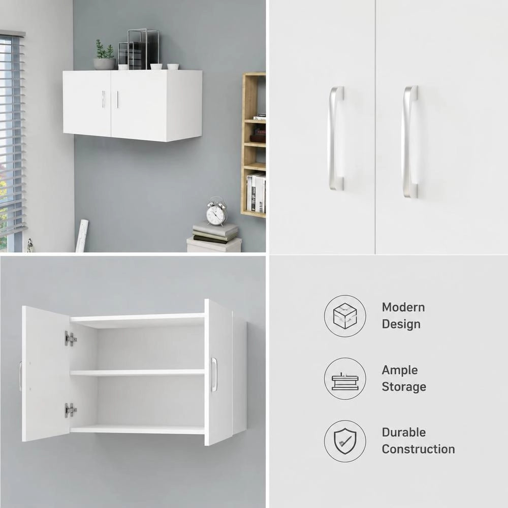Wall Cabinet, White, 80 X 39 X 40 Cm, Wood-based Material