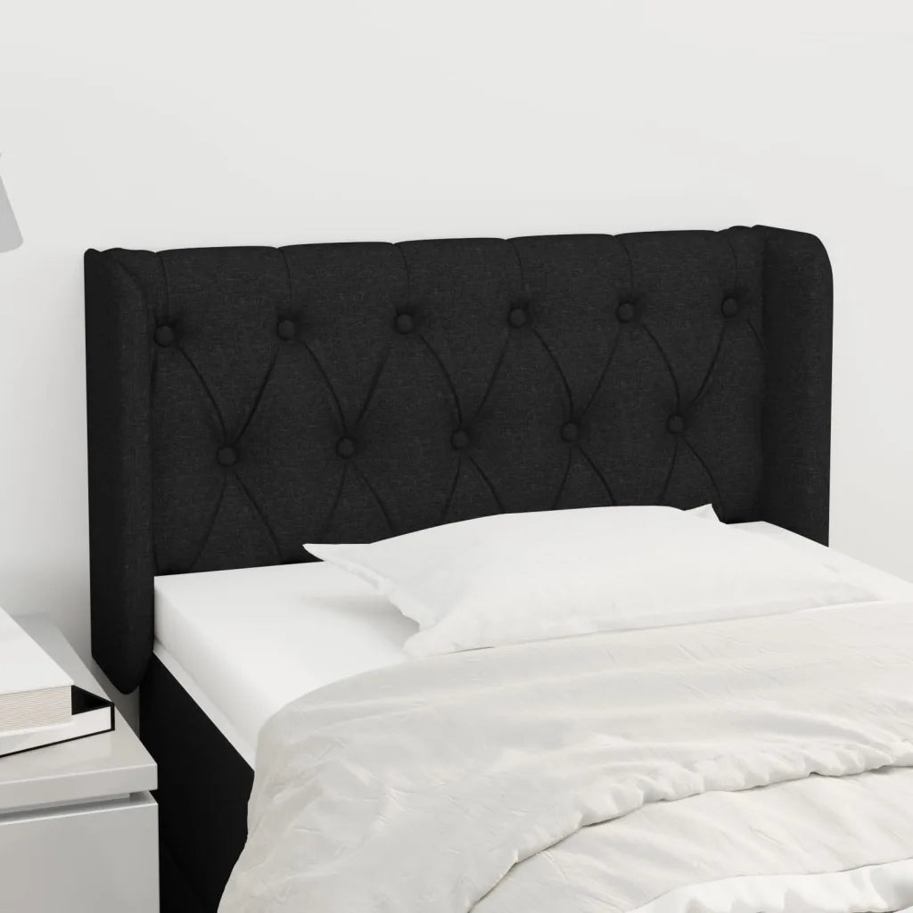 Testiera | Testata ad Orecchio Nera 83x16x78/88 cm in Tessuto