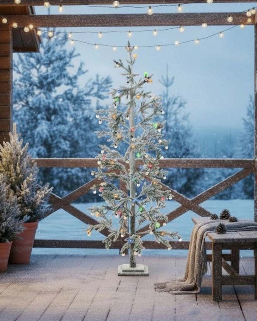 Albero di Natale Verde PE 180 cm Artificiale Luci LED innevato Moderno Scandinavo Outdoor & Indoor