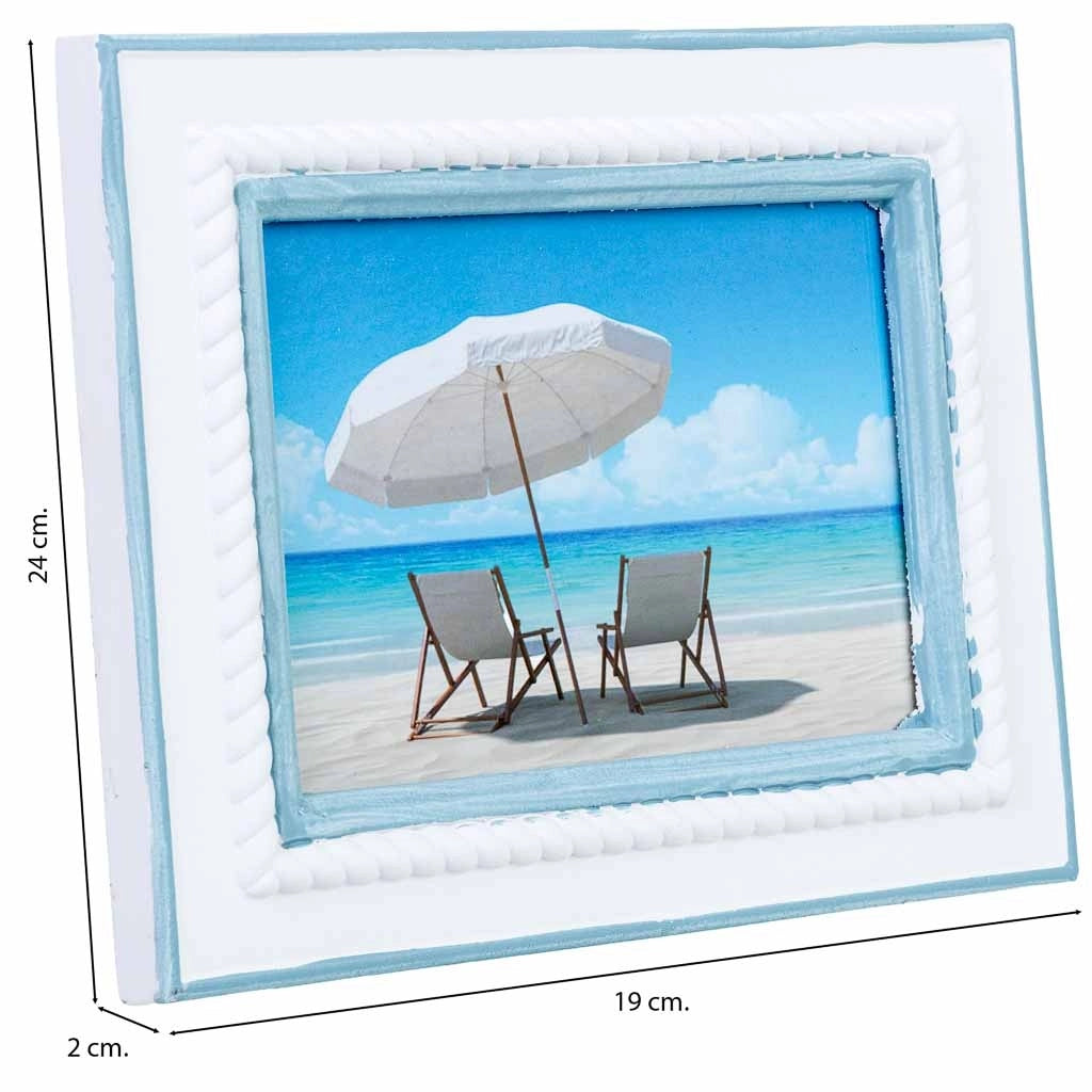 Cornice portafoto in legno, 12x19 cm, blu, 19x2x24 cm