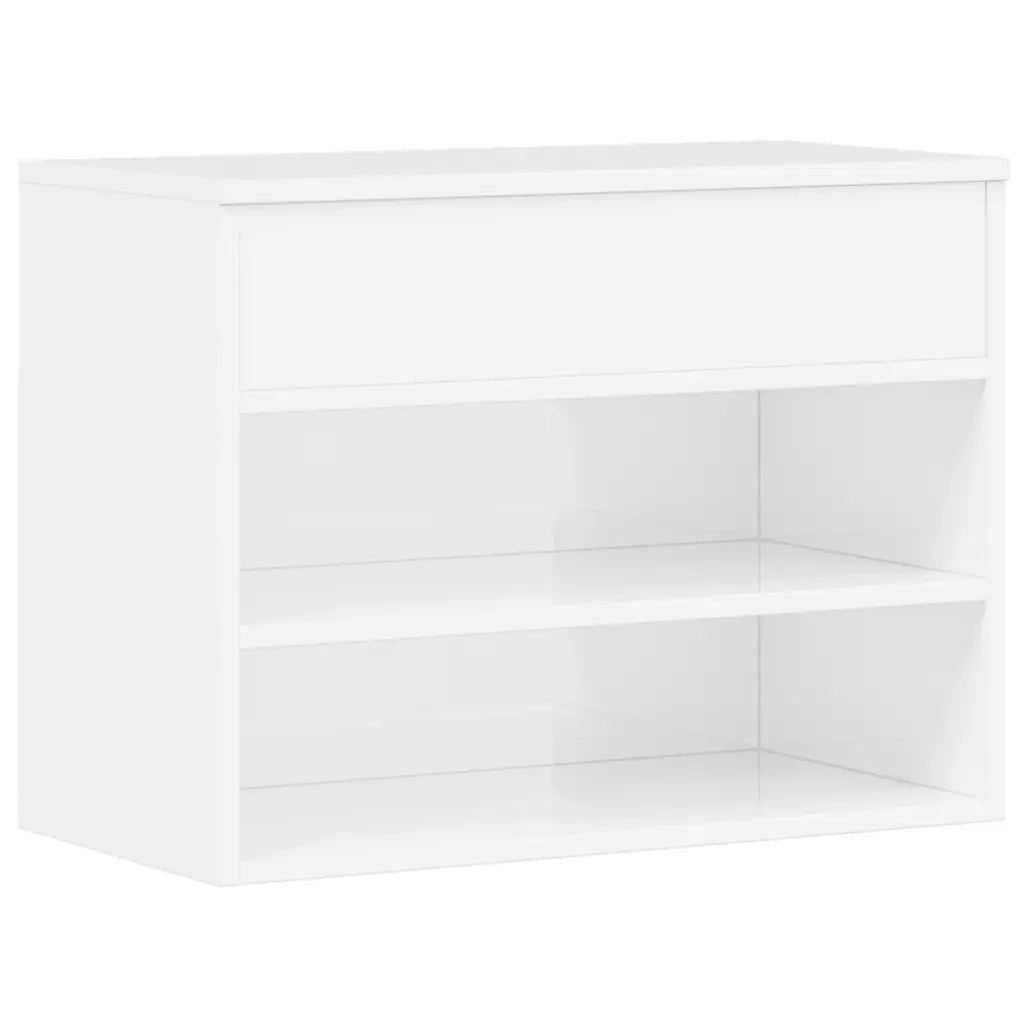Scarpiera con Panchina Bianco Lucido 60x30x45 cm in Truciolato 808744