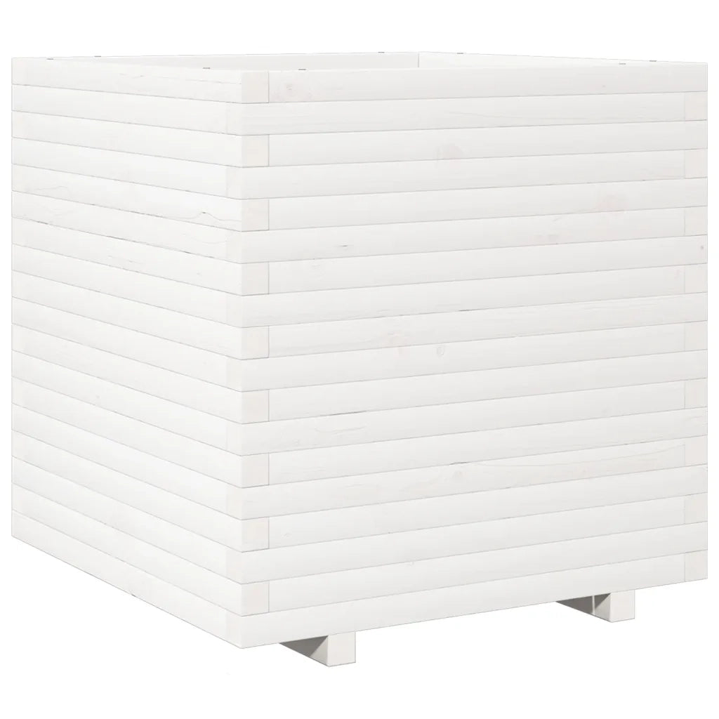 Fioriera da Giardino Bianca 70x70x72 cm Legno Massello di Pino