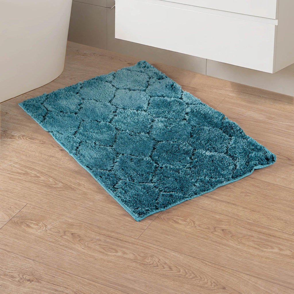 Tappeto Bagno Antiscivolo Effetto Rilievo Assorbente, Morbido, Lavabile in Lavatrice 50x80 / 60x120 cm 60x120 Cm - Petrolio