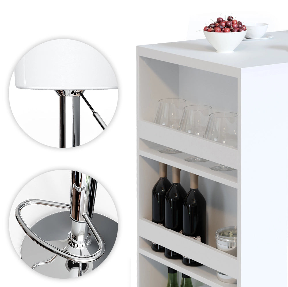 Vicco Tavolo bar con sgabelli Bianco 57 x 80 cm con 2 sgabelli da bar