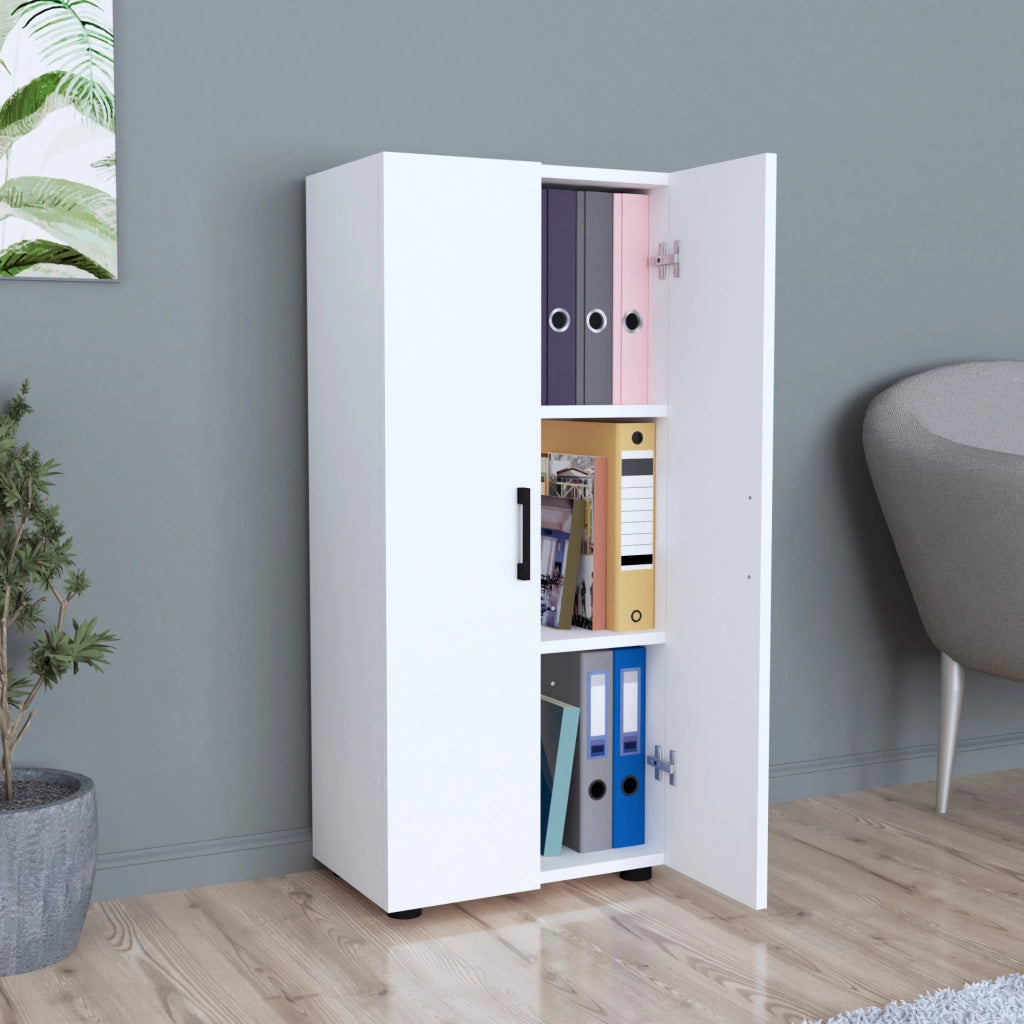 Armadio a 2 Ante Armadio Stretto con 4 Ripiani Mobile per Guardaroba Armadio da Ingresso Corridoio 108 x 49 x 32 cm - Bianco [en.casa]