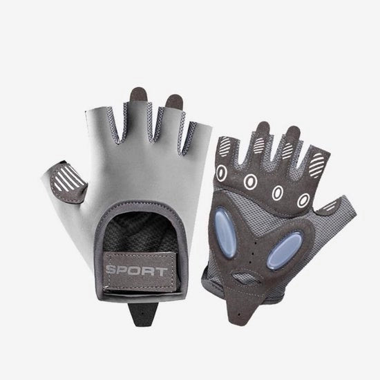 Maniche sportive senza dita per donne - Guanti per allenamento yoga fitness - Guanti fitness respiranti - Con placche di silicone resistenti agli urti e antiscivolo - Adatti a esercizi multi-funzionali e allenamento sportivo (M)