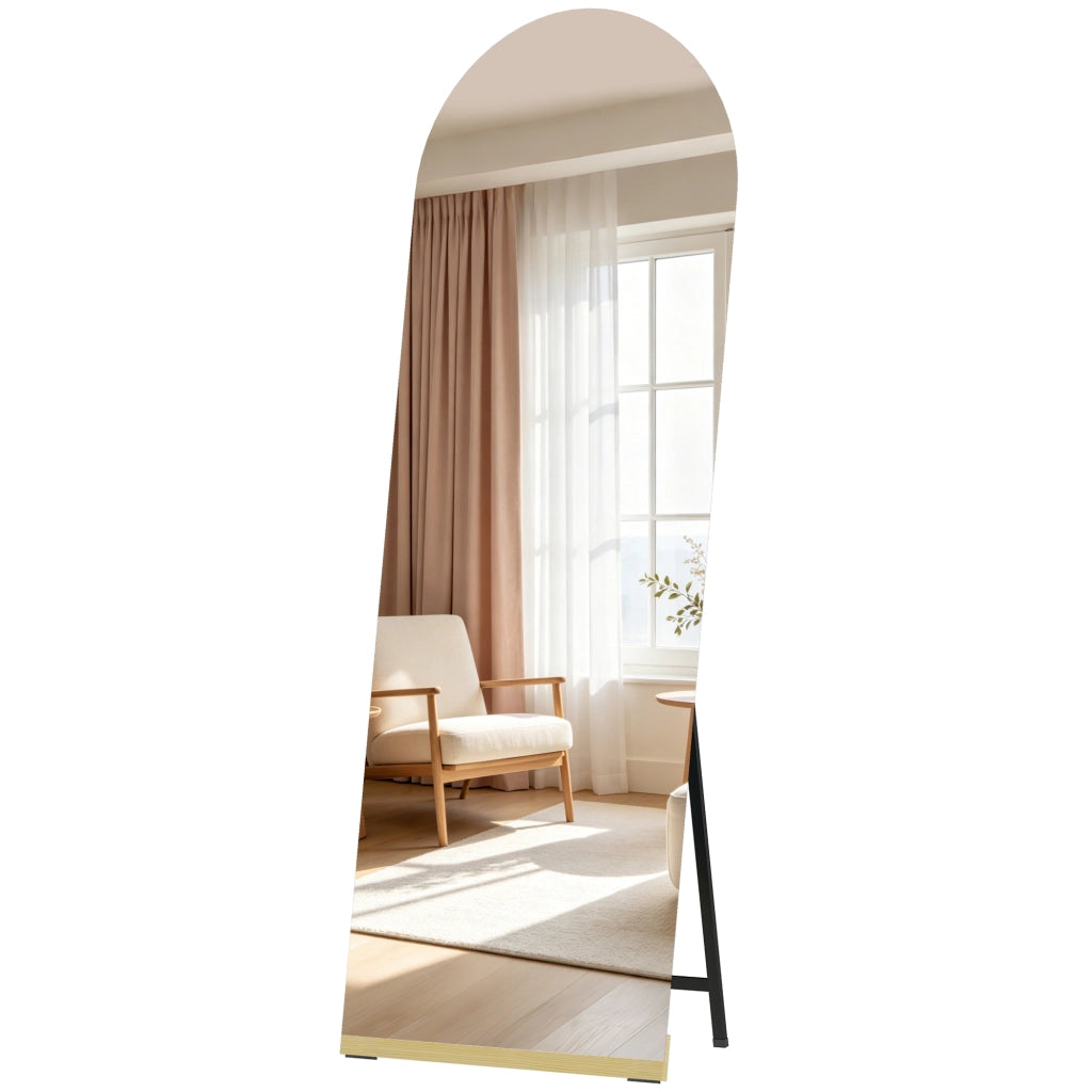 Specchio a Pieno Corpo Curvo senza Cornice ¨C zephmum ¨C Legno 160x50 cm