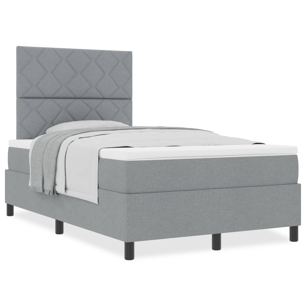 Letto con Box Spring con Materasso Grigio Chiaro Piccolo Doppio Tessuto