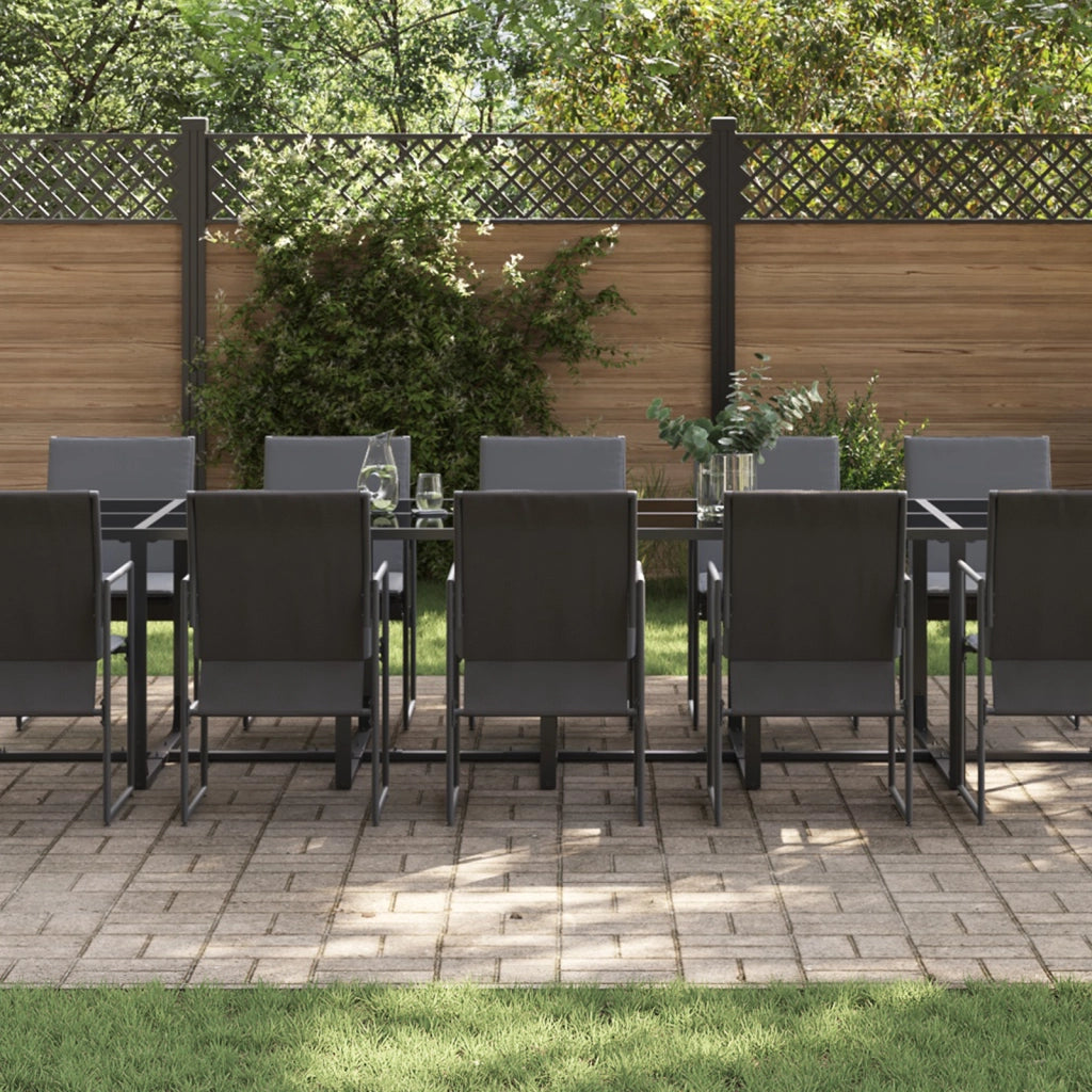Set da Pranzo da Giardino 19 Pezzi con Cuscini in Acciaio e Textilene