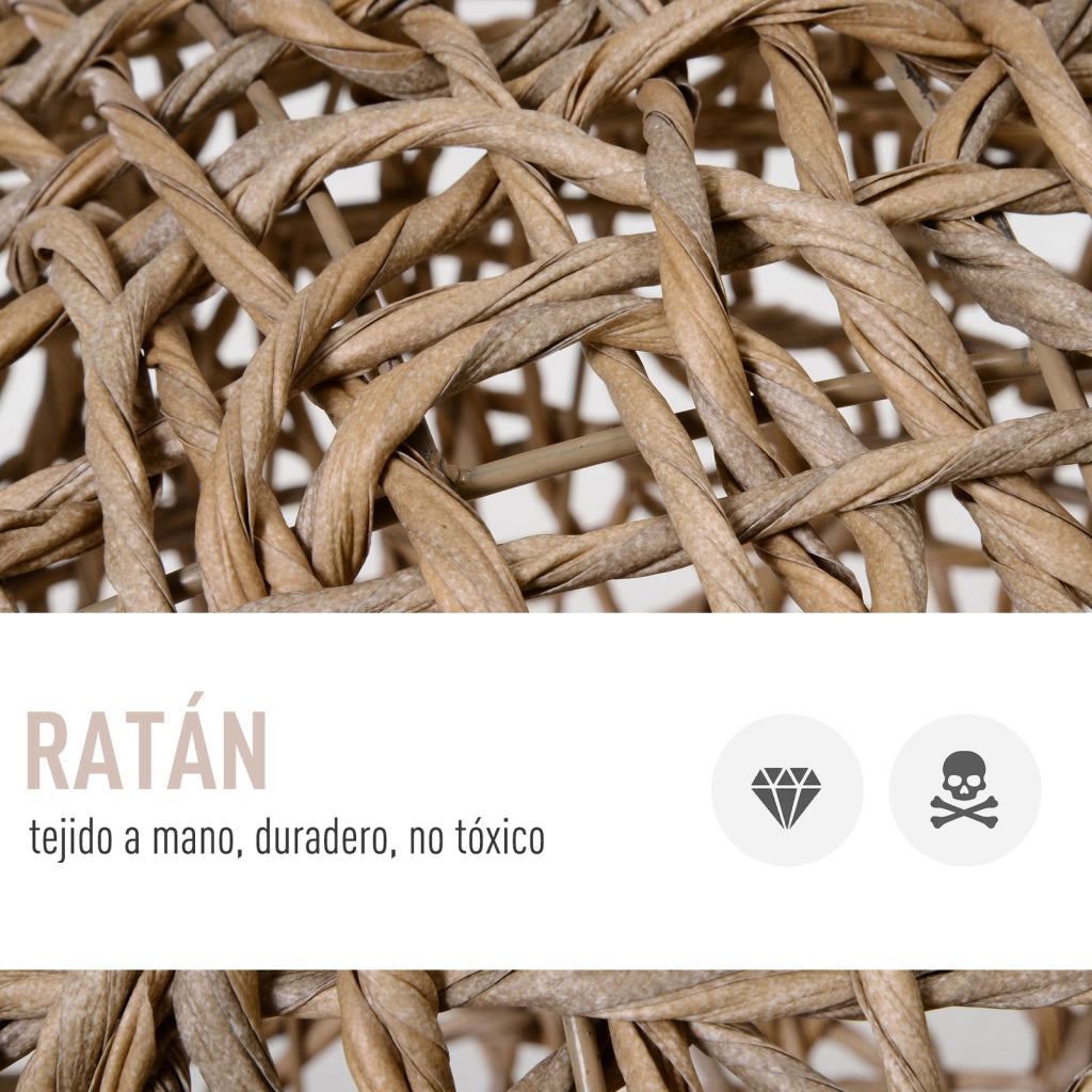 Cuccia Rattan per Gatti ¨C Xylo ¨C Base Treppiede Cuscino Felpa Naturale ¦µ52x58 cm