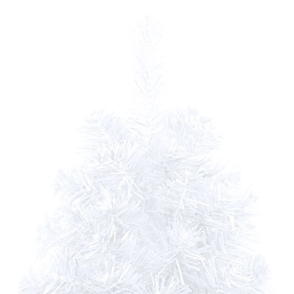 Albero di Natale a Metà Preilluminato con Palline Bianco 240 cm 3077572