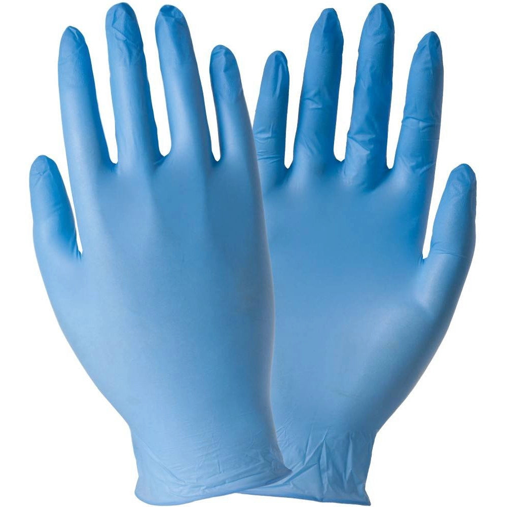 Trade Shop - Set 100 Pezzi Guanti In Nitrile Blu Monouso Senza Polvere Taglia S M L Xl -    S