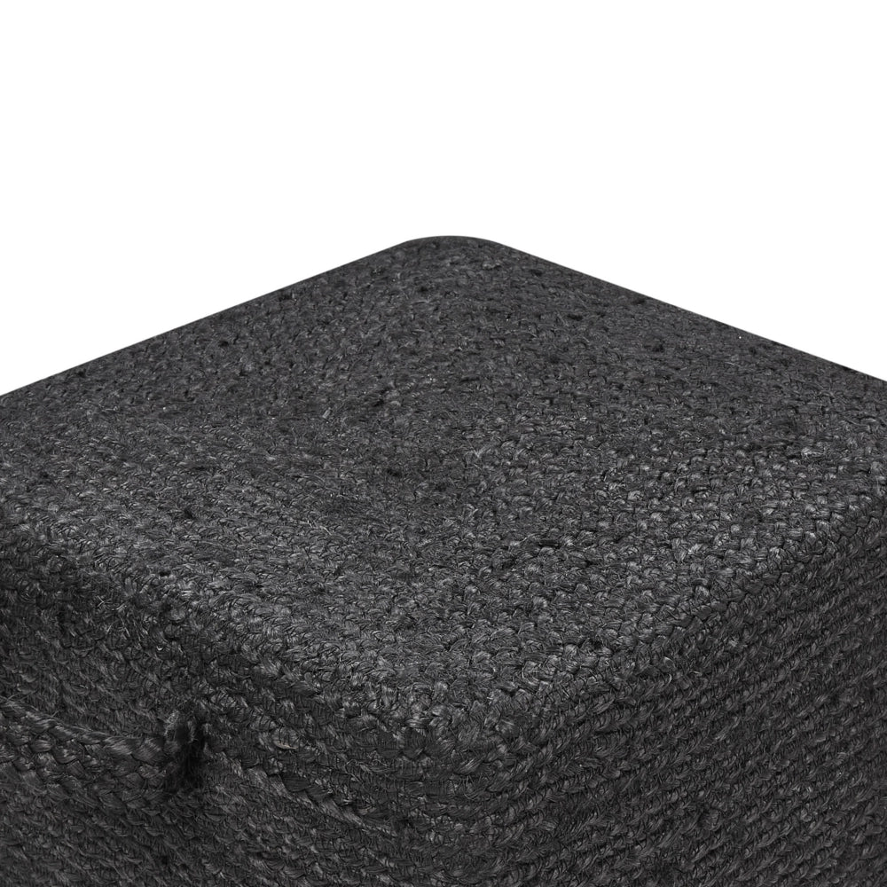 Pouf in juta naturale nero 45 x 45 cm pouf imbottitura in EPS maniglie accessorio boho