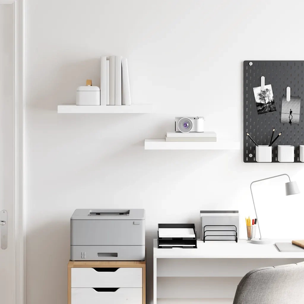 Scaffali a Parete 2 pz Bianco Lucido 50x23x3,8 cm in MDF cod mxl 54218