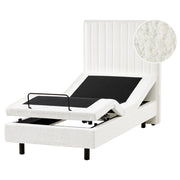 Letto singolo Tessuto bianco sporco regolabile Elettricamente con Telecomando 90 x 200 cm camera da letto cameretta