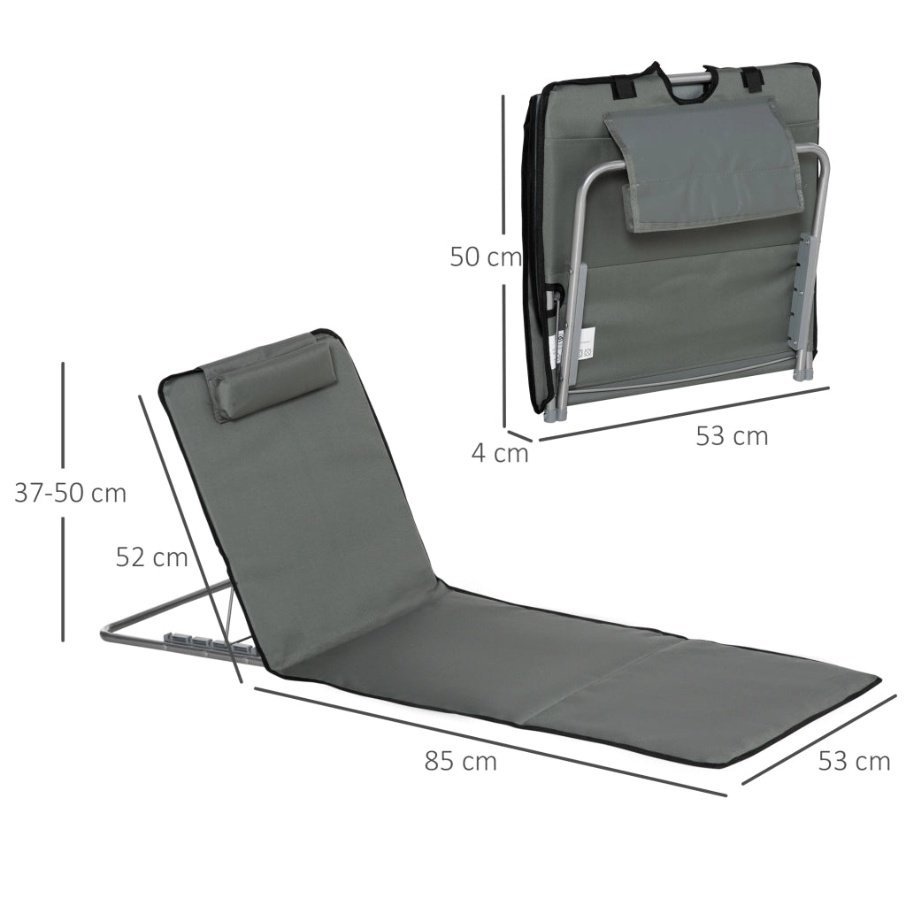 Set 2 Lettini Spiaggia Pieghevoli con Schienale Regolabile e Borsa ¨C zephmum ¨C Grigio