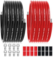 Cavo elettrico 6 AWG - 13,5 mm² - 20 m (10 m nero - 10 m rosso) - Filo di rame rivettato termoresistente - Per installazioni solari - Apparecchi domestici