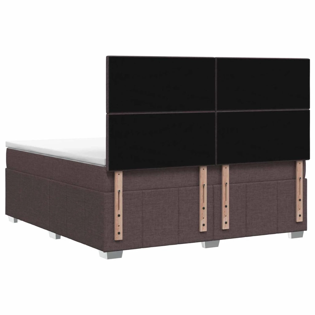 Letto Box Spring LED con Materasso Marrone Scuro 140 x 200 cm 3455629