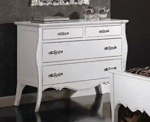 Comò in legno massiccio di pioppo sagomato laccato bianco