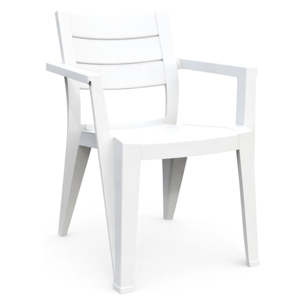 Set di 6 sedie da esterno Courtenay, Seggiola da giardino, Seduta outdoor multiuso, Panchina da giardino, 62x59 h79 cm, Bianco