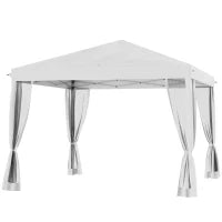 Gazebo Pop-up, Pergola Pieghevole, Stile Coloniale, 3 x 3 m, 4 Zanzariere, con Sacca da Trasporto, Crema