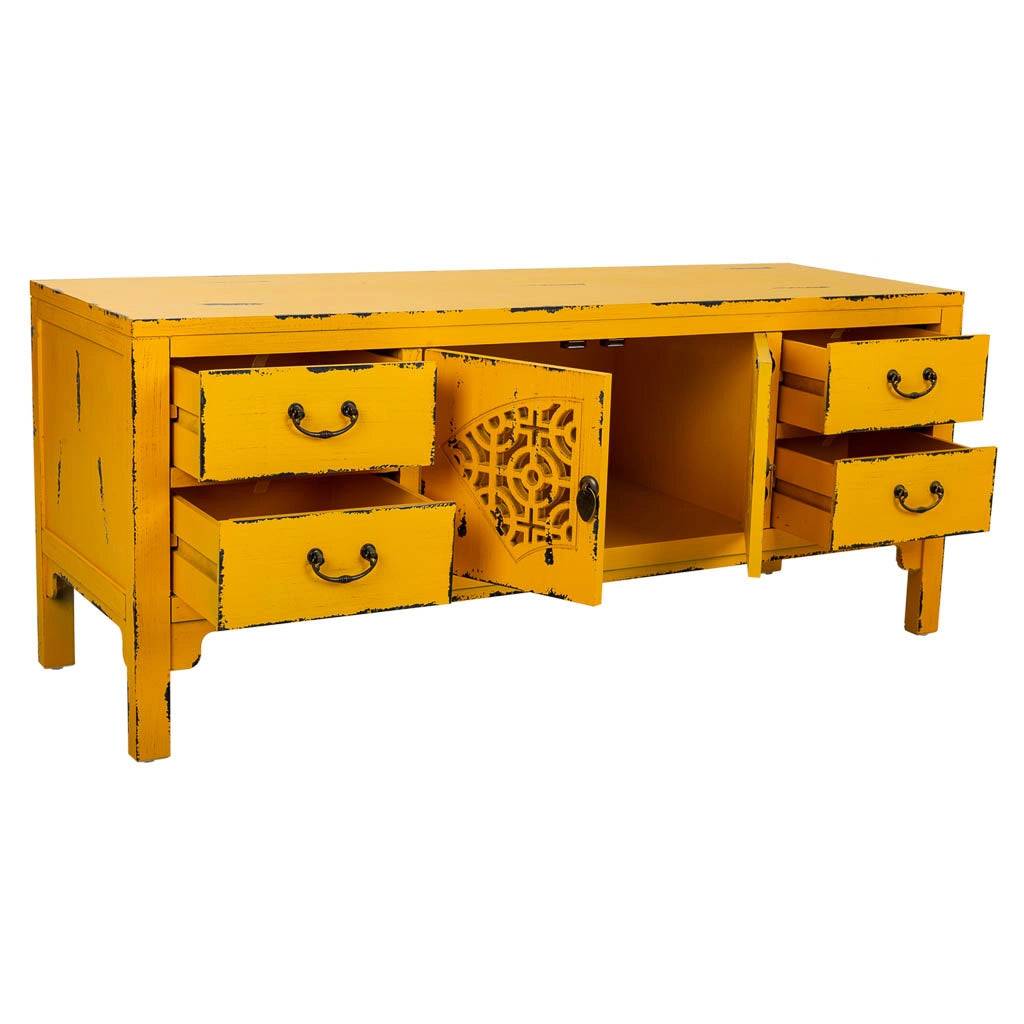 Credenza in legno gialla 120x40x50