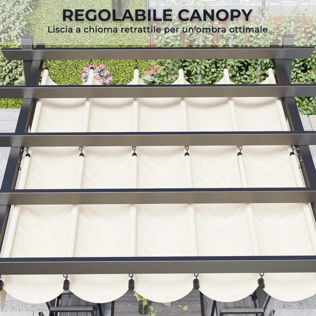 Gazebo Pergola 3x4,Gazebo Esterno Resistente,Pergolato da Giardino UV50+,Pergola Bioclimatica per Arredo Giardino Terrazzo,Beige