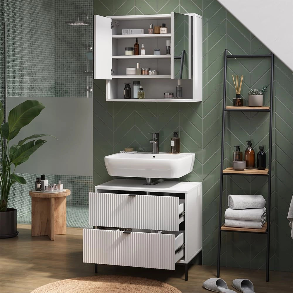 Mobile sottolavabo per bagno Eliza, Quercia vichinga, 70 x 63 cm Con 2 cassetti estraibili