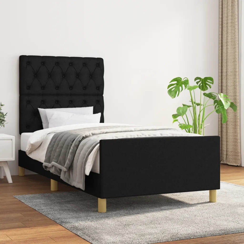 Giroletto con Testiera Nero 80x200 cm in Tessuto cod mxl 61323