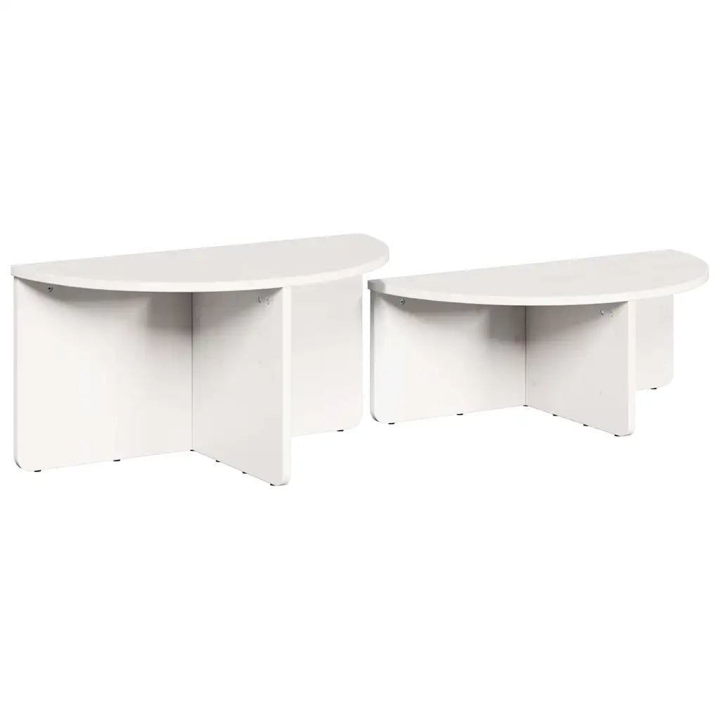Tavolino da salotto 2 pcs Bianco Legno di pino massello 873536