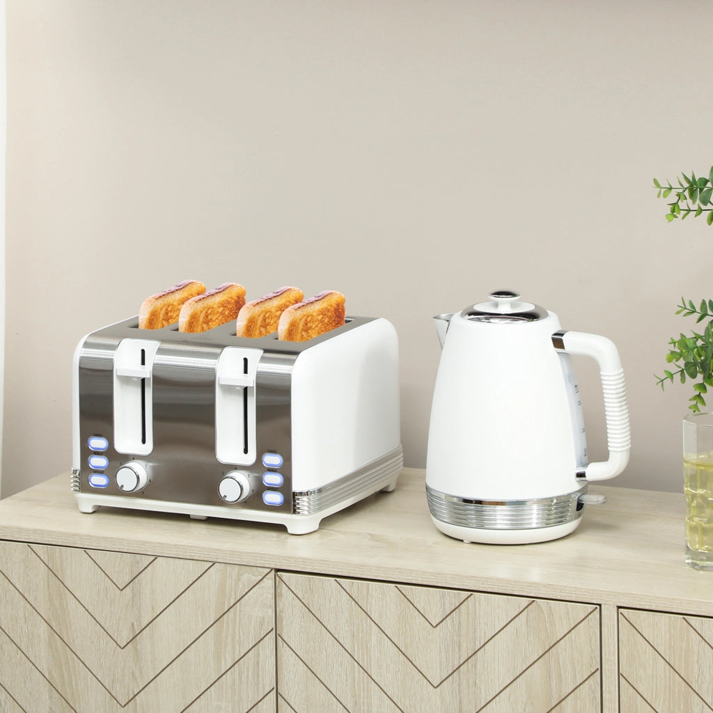Bollitore e Tostapane ¨C Zephmum ¨C Inox 1.7L 2200W 4 Fette Bianco