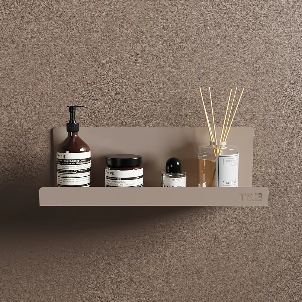 Mensola da bagno portaoggetti da 30 cm in alluminio beige opaco | Tromso