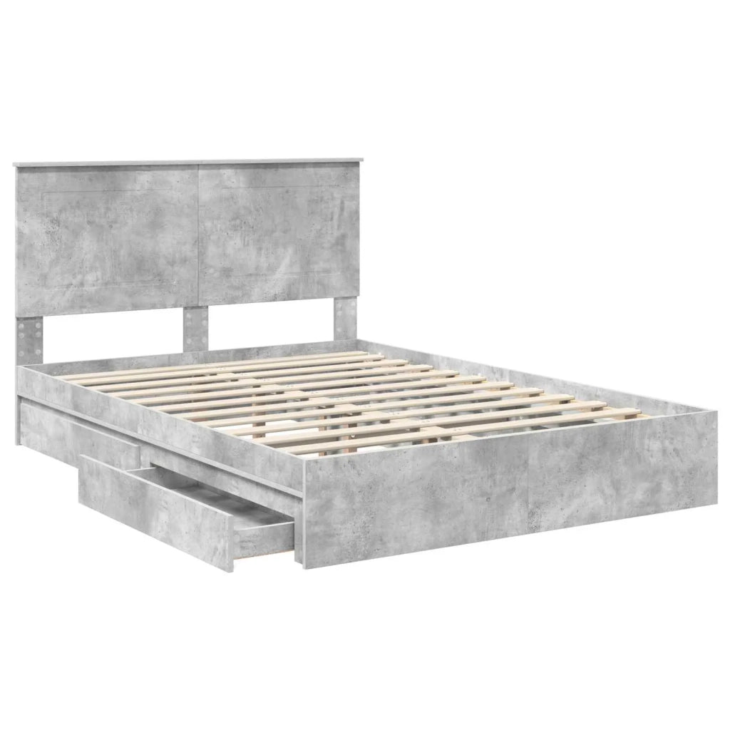 Letto con Contenitore con testiera-Struttura Letto con contenitore Grigio cemento 150 x 200 cm 349888