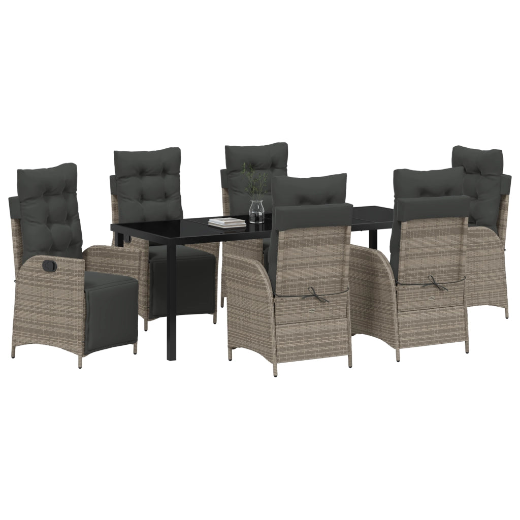 Set da pranzo da giardino in 7 pezzi grigio in polyrattan