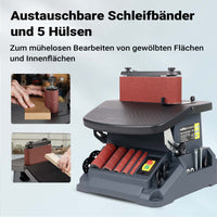 Levigatrice a mandrino oscillante 500 W, 2000/min, funzionamento a rullo e a nastro, con 5 bussole, Smerigliatrice