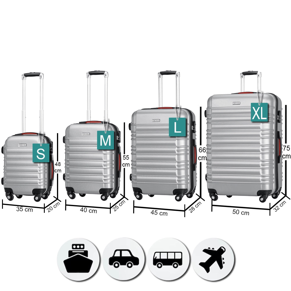 Set 4 Valigie Rigide Ruote Easy roll, Bagaglio mano e viaggio, Trolley Resistente