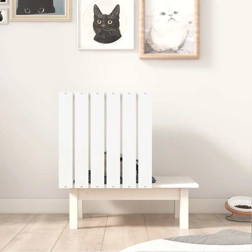 Casetta per Gatti Bianca 60x36x60 cm in Legno Massello di Pino cod mxl 12416