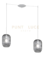 SOSPENSIONE BIANCO 2 LUCI SPOSTABILE VETRI FUME 1181BI-S2 S-FU