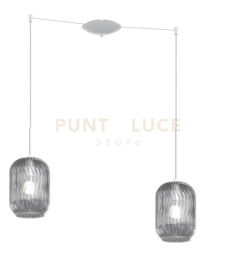 SOSPENSIONE BIANCO 2 LUCI SPOSTABILE VETRI FUME 1181BI-S2 S-FU