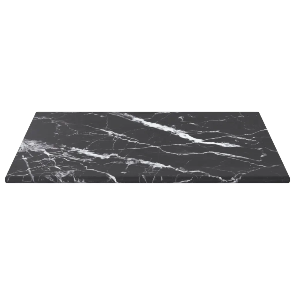 Piano Tavolo | Superficie Tavolo | Piano Scrivania Nero 30x30 cm 6 mm Vetro Temperato Design Marmo