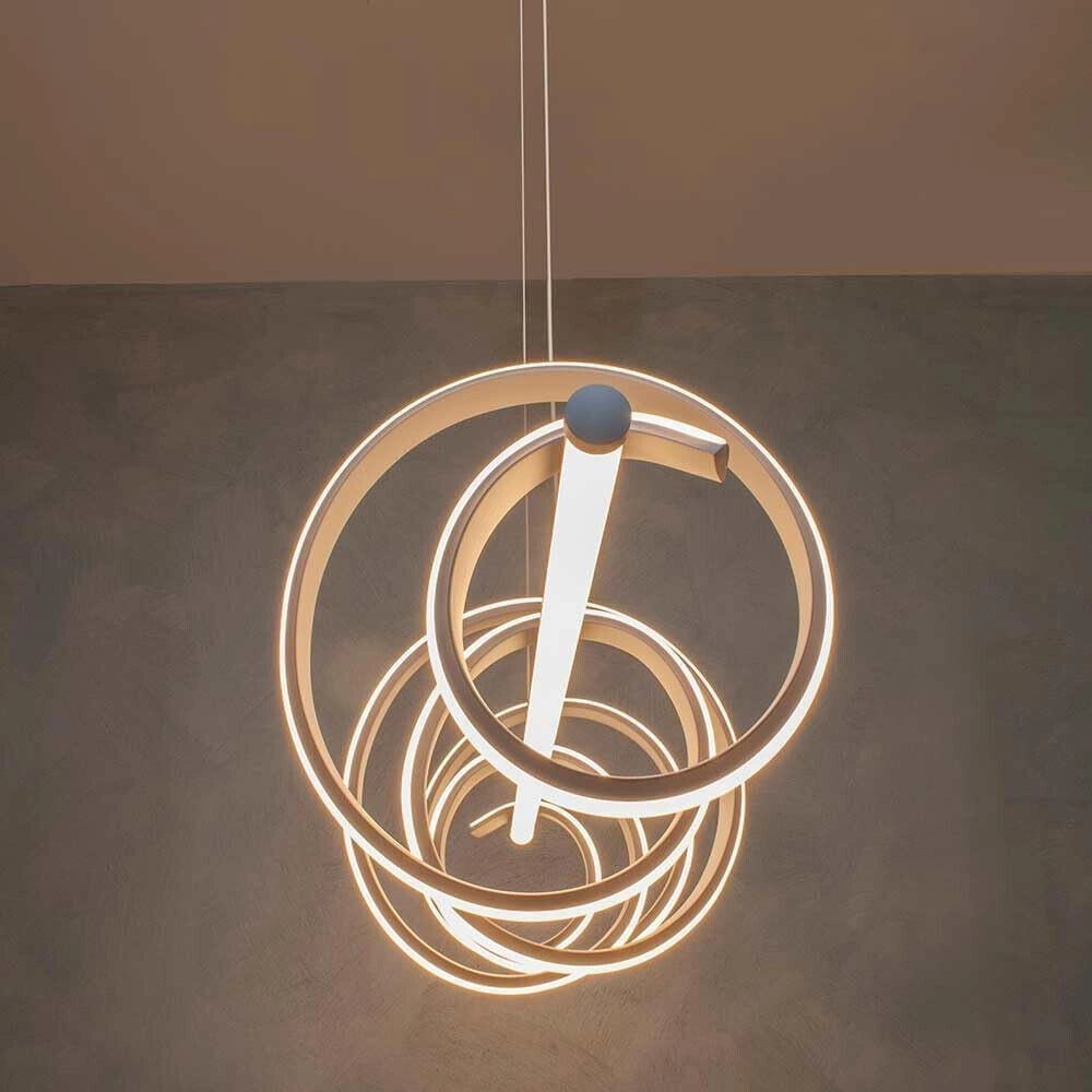 Trade Shop - Lampadario Led 60 Watt Lampada Twist Bianco Stilizzato Tecnologia Cct 3000k-6500k A68-b3c -