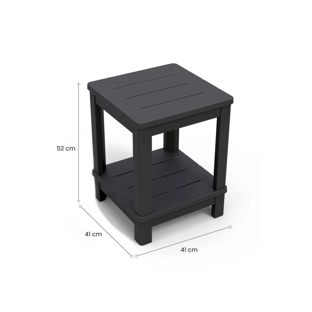 Tavolino da esterno Cornwall, Tavolo basso da giardino, Mobiletto outdoor multiuso, Mensola multifunzione, 41x41 h52 cm, Antracite