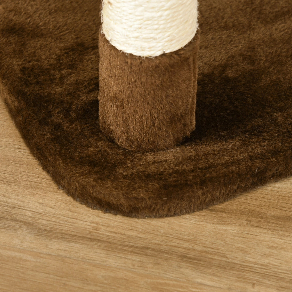 Albero Tiragraffi per Gatti con Cuccia, Amaca e Pallina in Peluche, Marrone, Struttura in Plywood